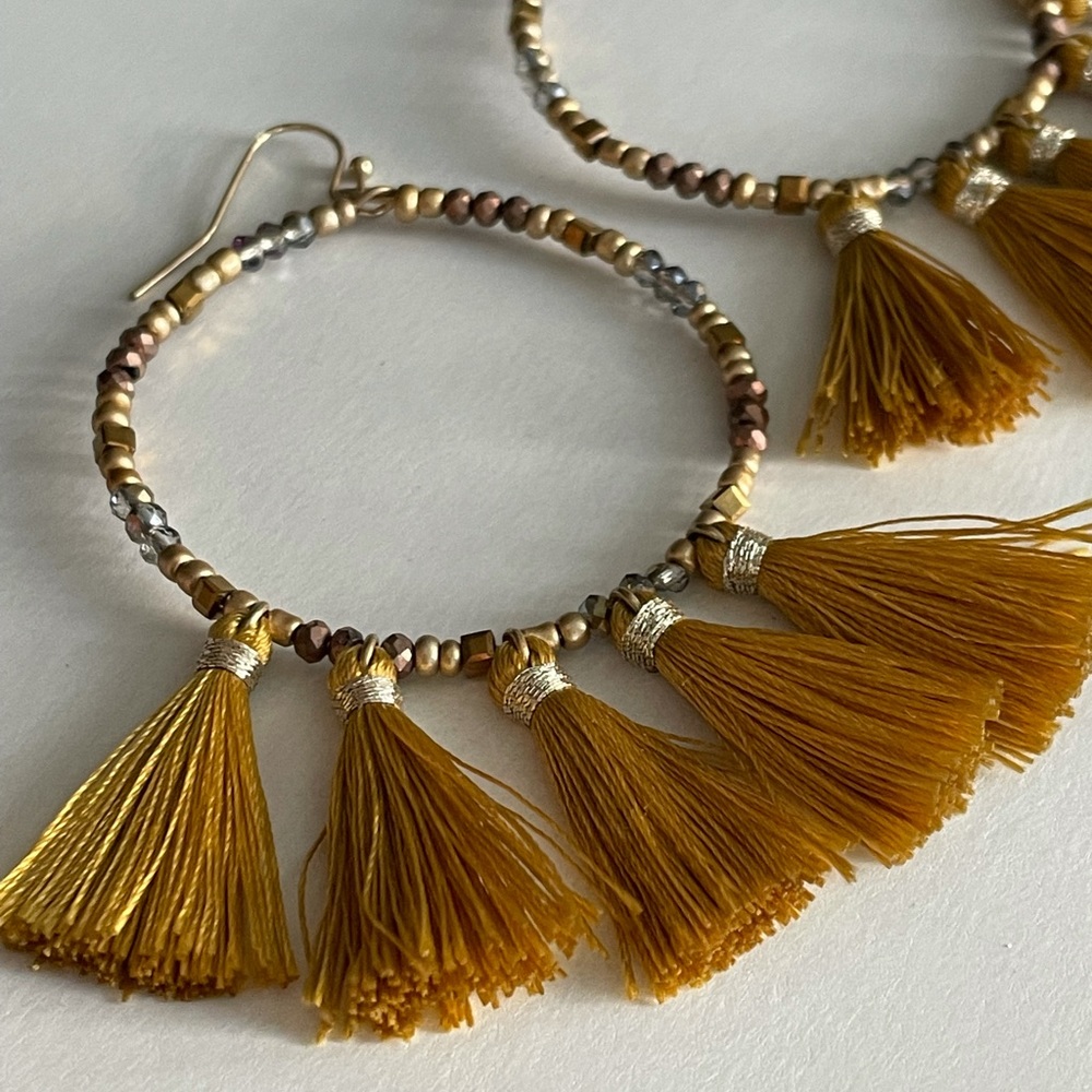 Gold/Bronze Tassle Statement Earrings